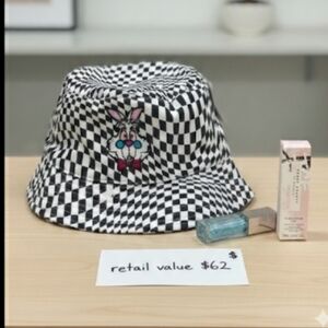 Disney Adult Checkered Bunny Bucket Hat & Fenty Beauty Gloss (Full Size) Bundle